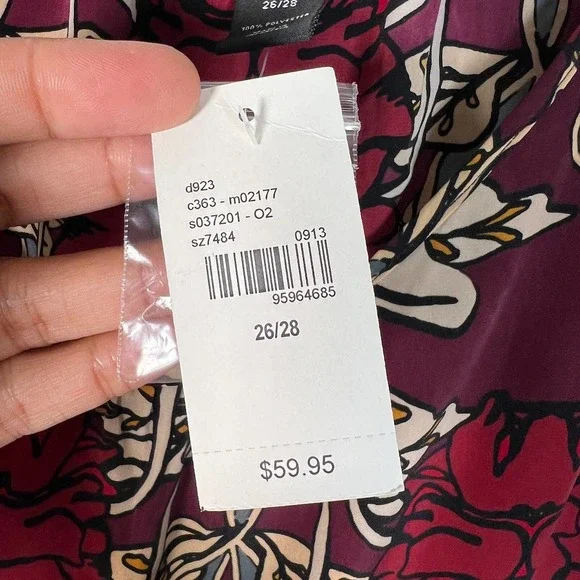 NEW! Lane Bryant Women's Floral Beaded Top 26/28 Maroon Blue 3/4 Sleeve Boho $59 - Picture 6 of 7